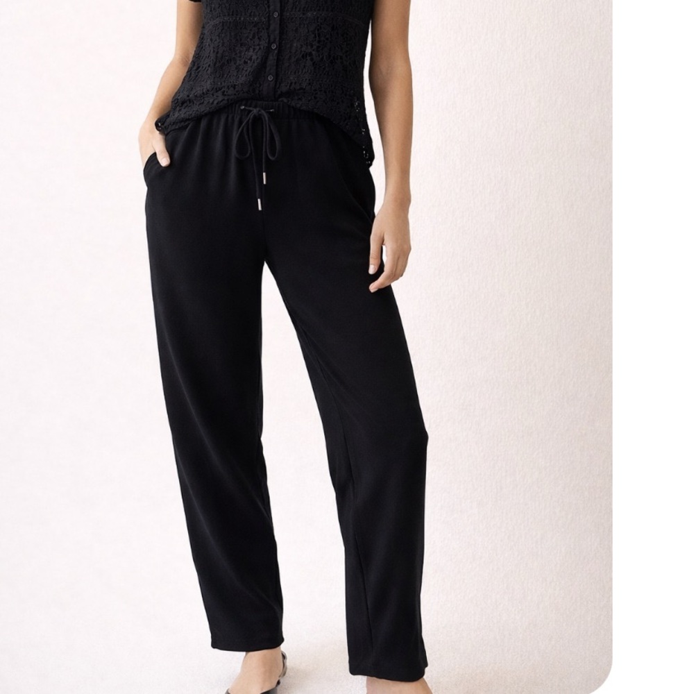 Nordstrom Free Press Cropped Hem Pant Elastic Waistband